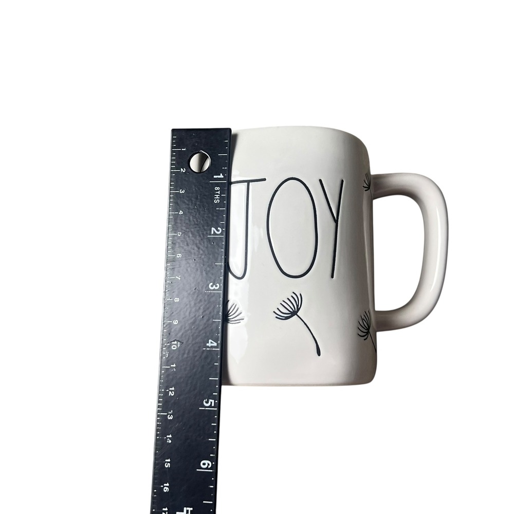 Rae Dunn JOY Dandelion Mug Artisan Collection Magenta White Ceramic Coffee Cup - Picture 4 of 5